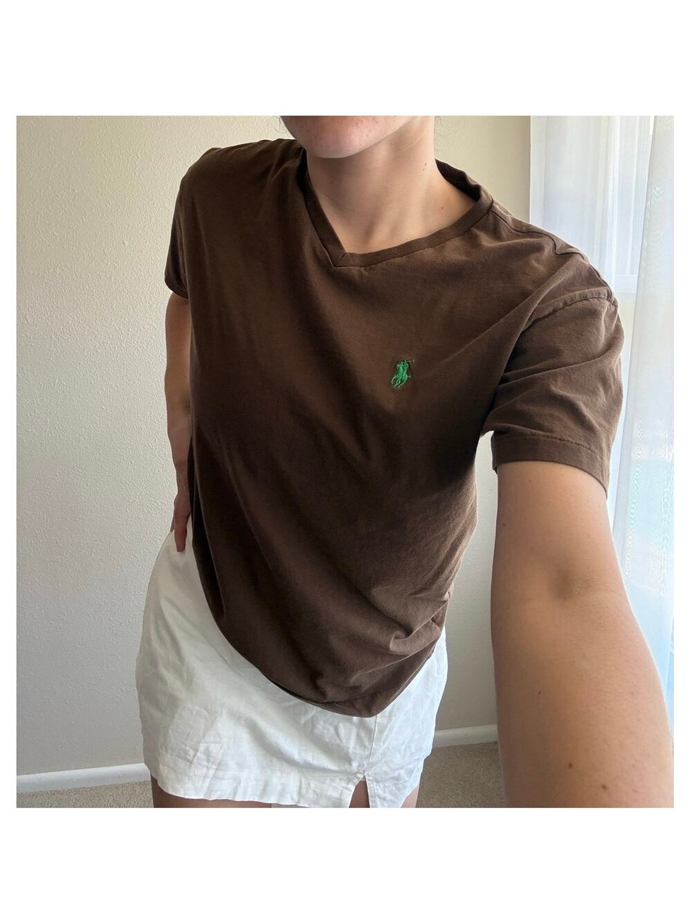 Ralph Lauren Polo brown V-Neck T-Shirt preppy vacation resort summer collegiate
